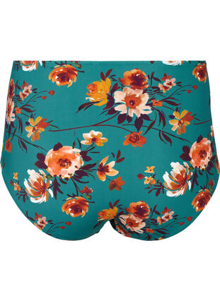 Bikiniunderdel med hög midja och blommigt tryck, Green Flower, Packshot image number 1