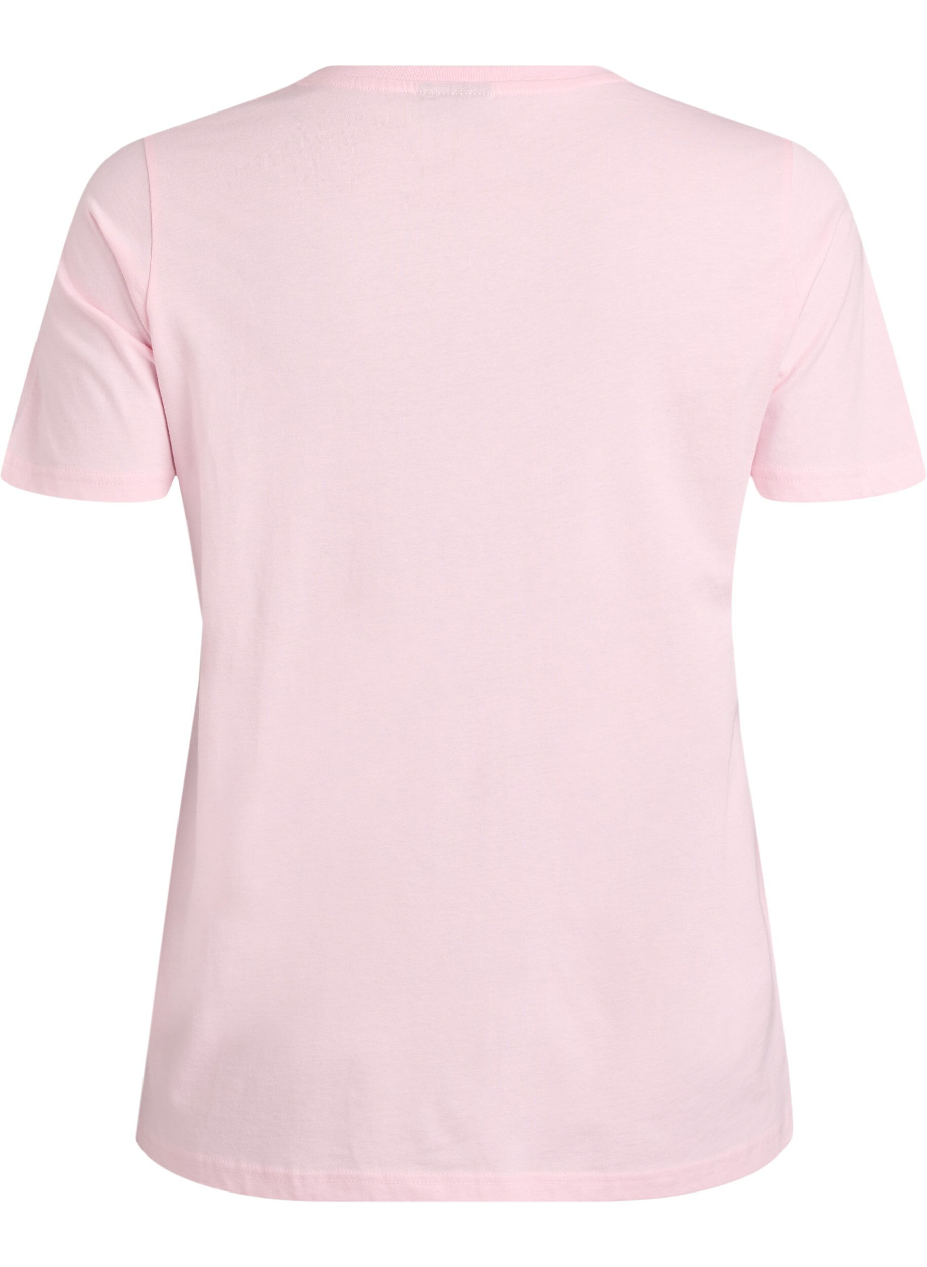 Zizzi T-shirt i bomull med dekorativ detalj framtill, Rosa, Packshot image number 1