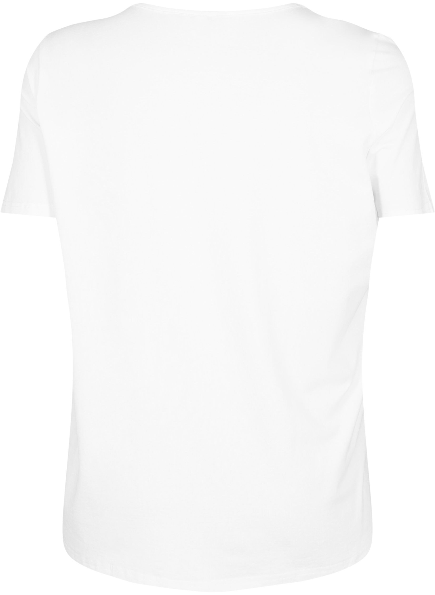 Zizzi V-ringad t-shirt med sn&ouml;r-detaljer, Warm Off-white, Packshot image number 1