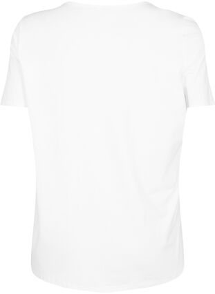 V-ringad t-shirt med snör-detaljer, Warm Off-white, Packshot image number 1