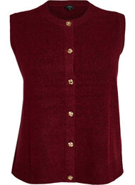 Stickad v&auml;st med dekorativa knappar, M&ouml;rk Bordeaux
