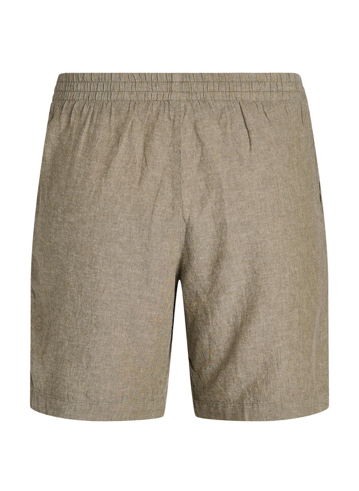Shorts i linne och viskos med h&ouml;g midja, Gr&ouml;n, Packshot image number 1