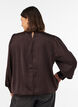 Blus i satinlook med ballongform, Brun, Model image number 2