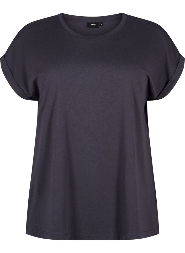 Kort&auml;rmad t-shirt i bomullsblandning, Gr&aring;, Packshot image number 0
