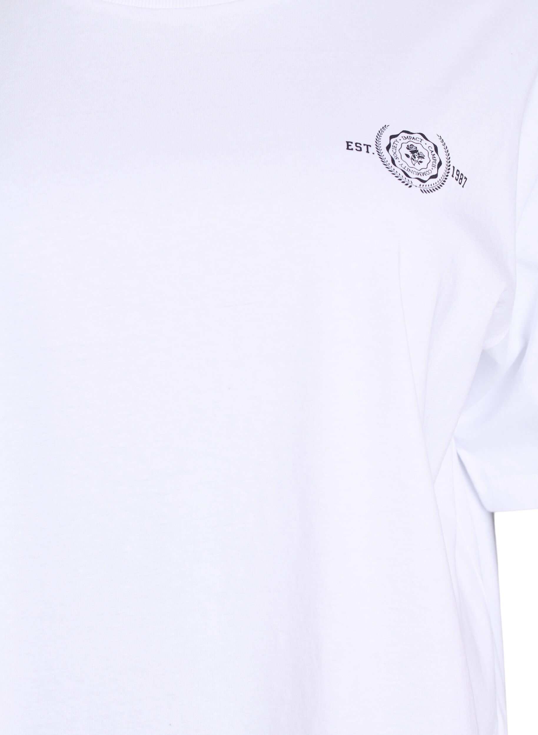 Zizzi Oversized T-shirt med tryck p&aring; ryggen, Vit, Packshot image number 2