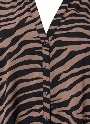 V-ringad skjorta med zebramönster, Black/Brown Zebra, Packshot image number 2