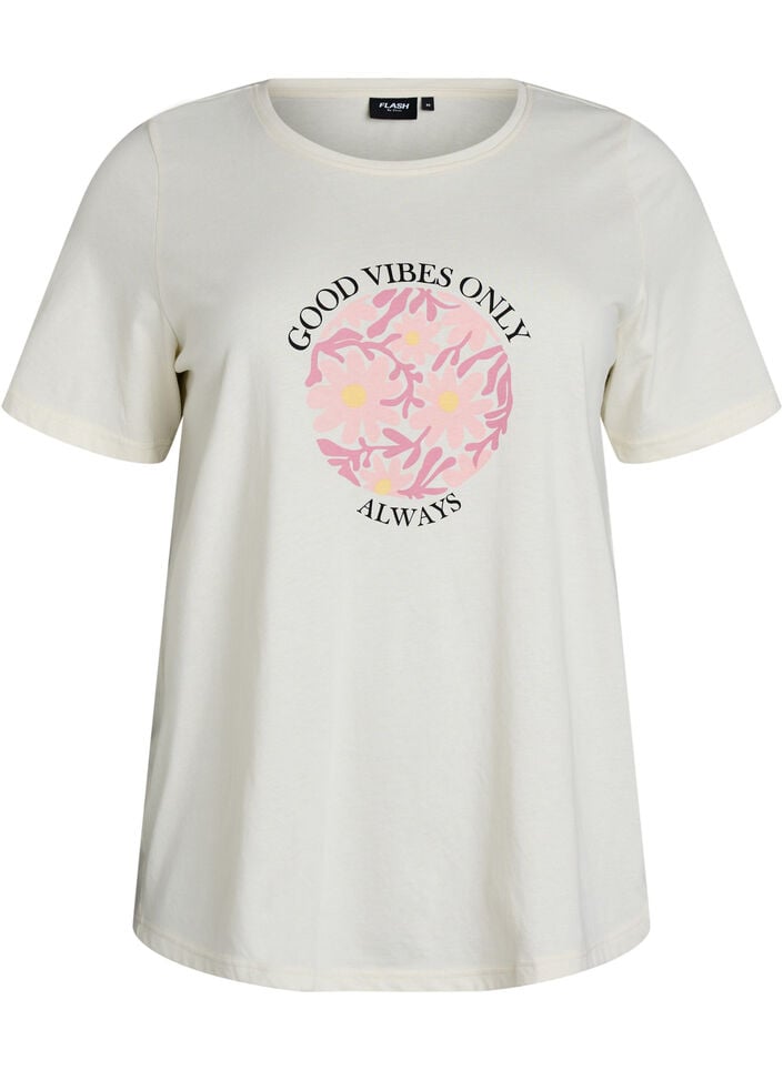 T-shirt med tryck, Vanilla, Packshot image number 0