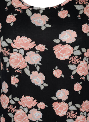Pyjamasklänning i viskos med blommigt mönster, Black Flower AOP, Packshot image number 2
