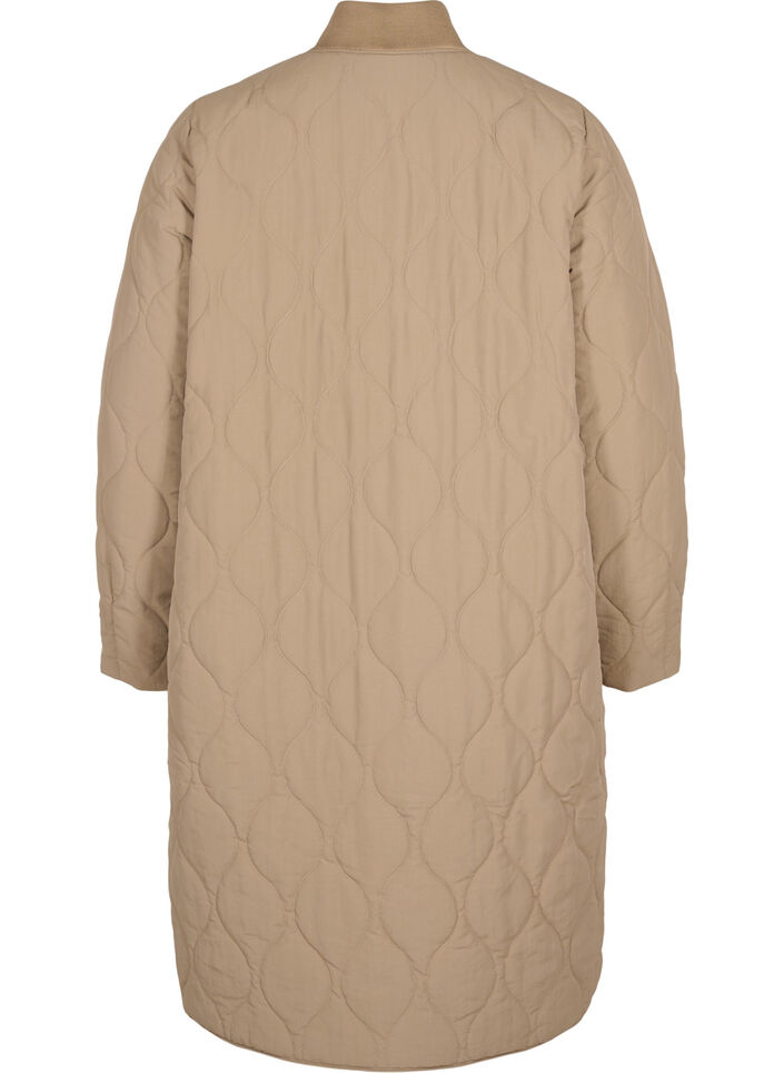 Lång quiltad jacka med dragkedja och fickor, Amphora, Packshot image number 1