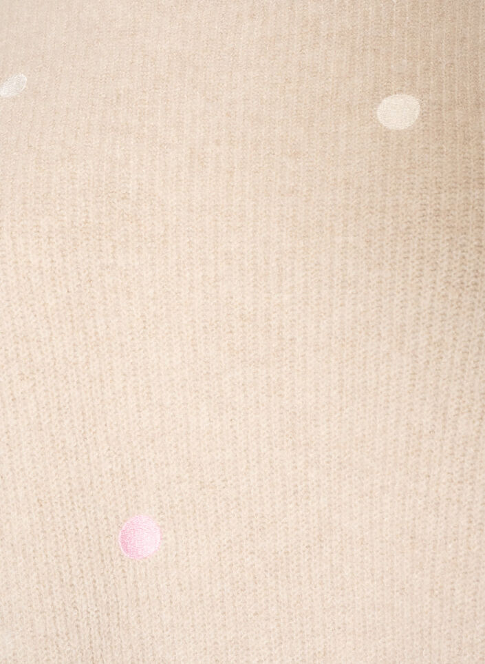 Stickad blus med sm&aring; broderade motiv, Beige, Packshot image number 2