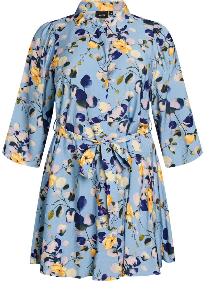 M&ouml;nstrad tunika med knytsk&auml;rp och 3/4-&auml;rmar, , Packshot image number 0