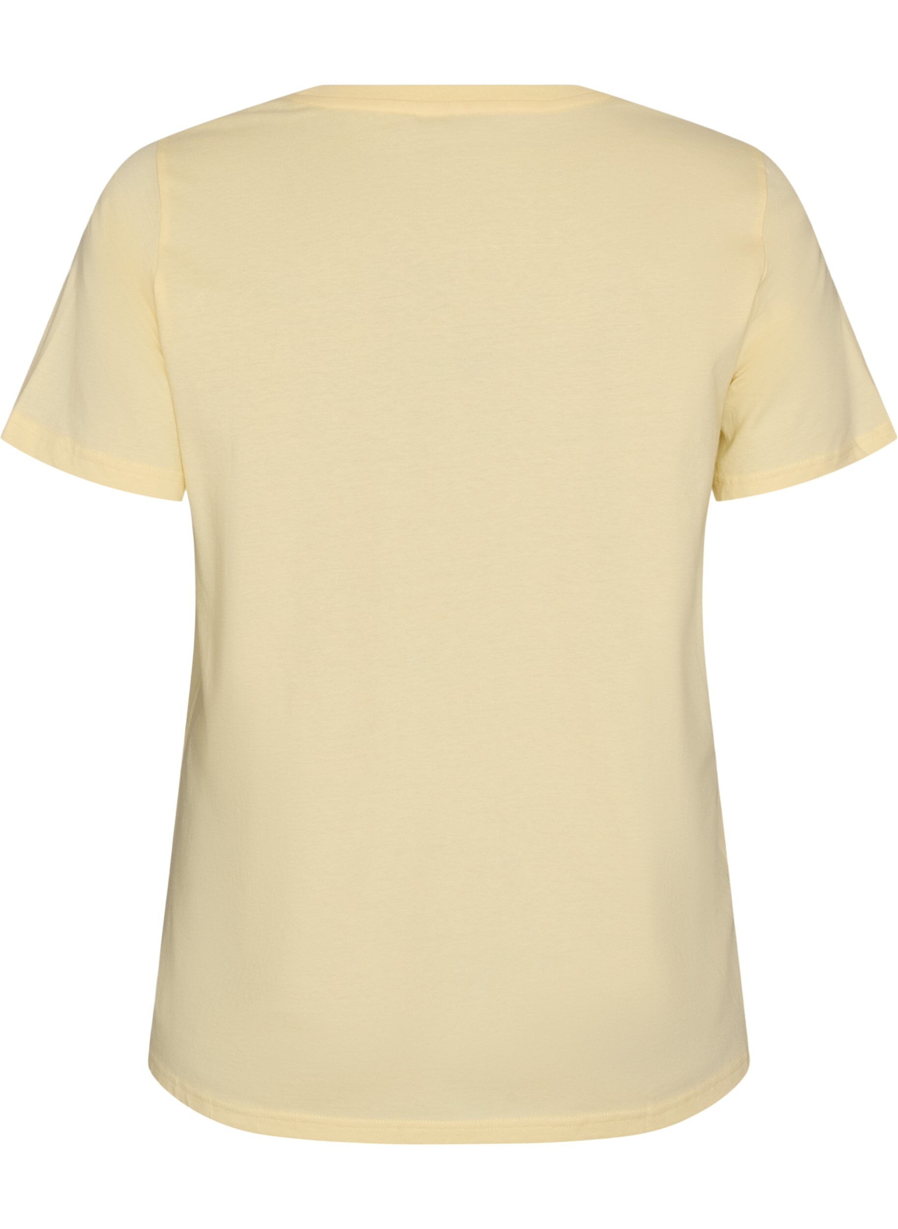 ZizziT-shirt i ekologisk bomull med velourtext, Gul, Packshot image number 1