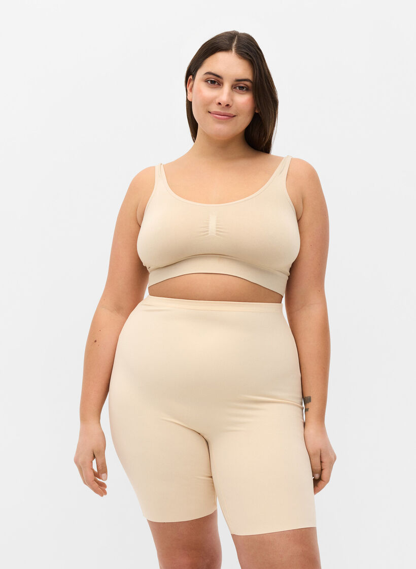 Light shapewearshorts med h&ouml;g midja, Beige, Model image number 0