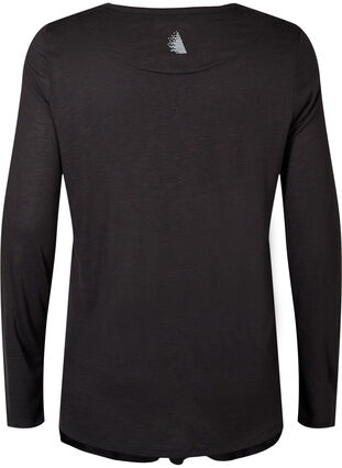 A-formad t-shirt för träning med långa ärmar	, Black, Packshot image number 1