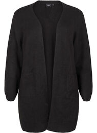 Lång stickad kofta med fickor, Svart