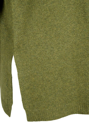 Melange stickad tröja med slits, W. Moss/Black Mel., Packshot image number 3