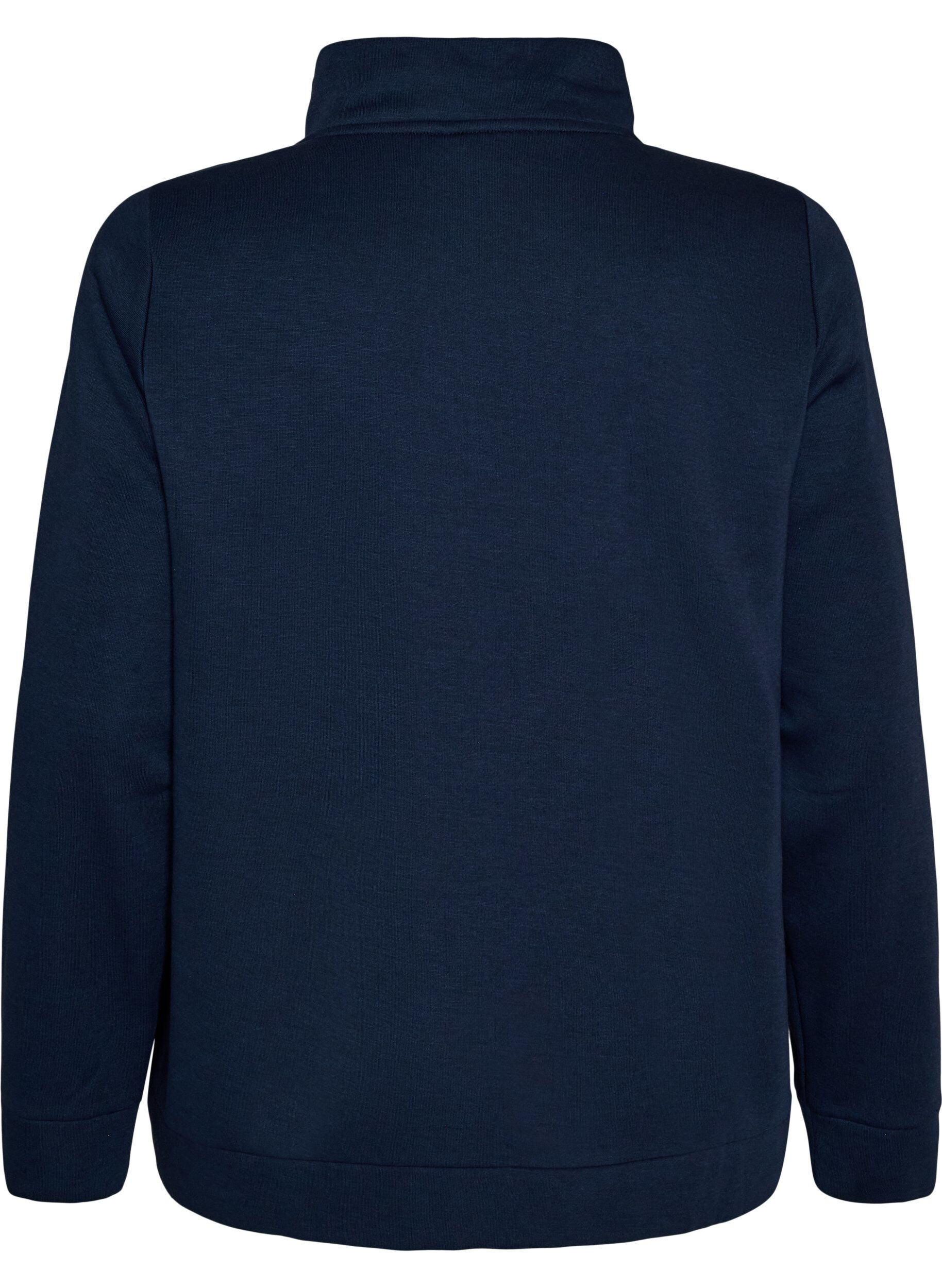ZizziSweatshirt med h&ouml;g krage och dragkedja, Bl&aring;, Packshot image number 1
