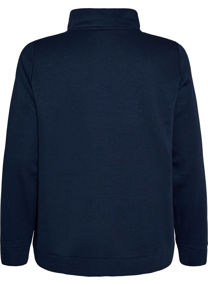 Sweatshirt med h&ouml;g krage och dragkedja, Bl&aring;, Packshot image number 1