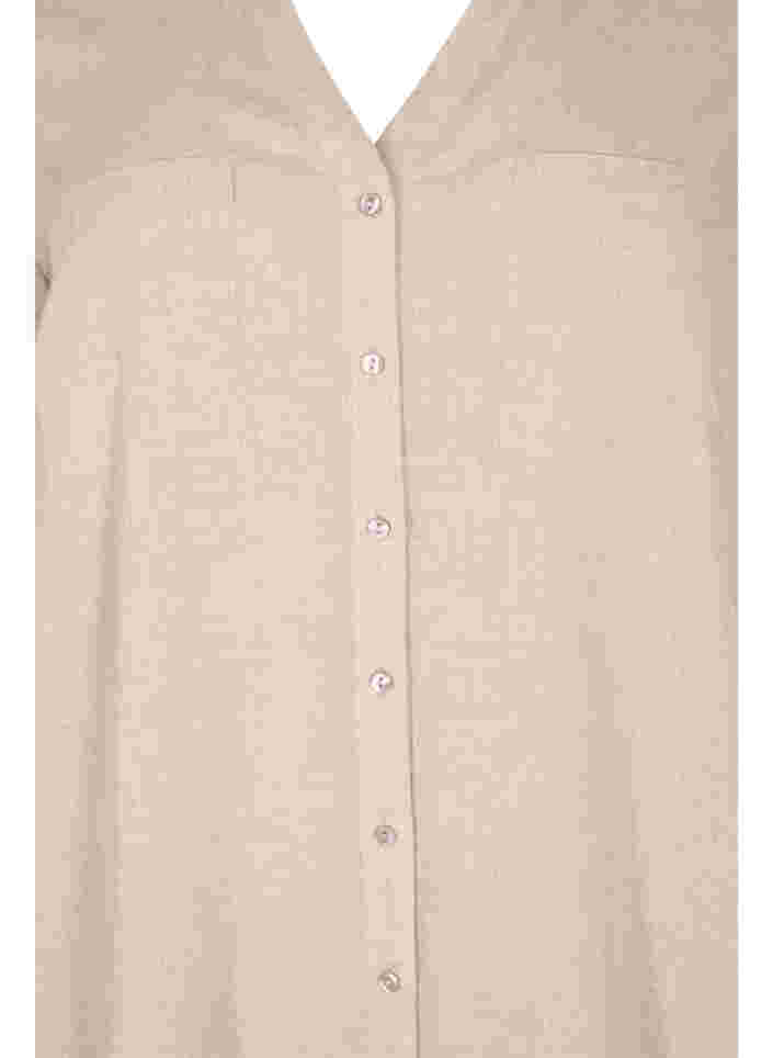 Lång skjorta med 3/4-ärmar och v-ringning, Simply Taupe, Packshot image number 2