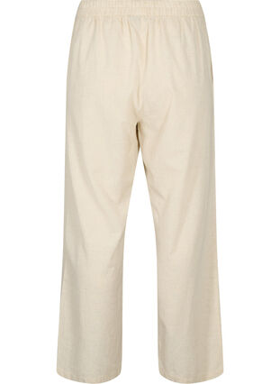 Byxor med hög midja i bomull och linne, Whitecap Gray, Packshot image number 1
