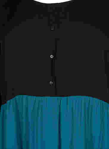 Viskosklänning med colourblock, Brown Green Block, Packshot image number 2