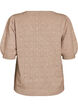 Kort&auml;rmad stickad blus med pointellem&ouml;nster, Beige, Packshot image number 1