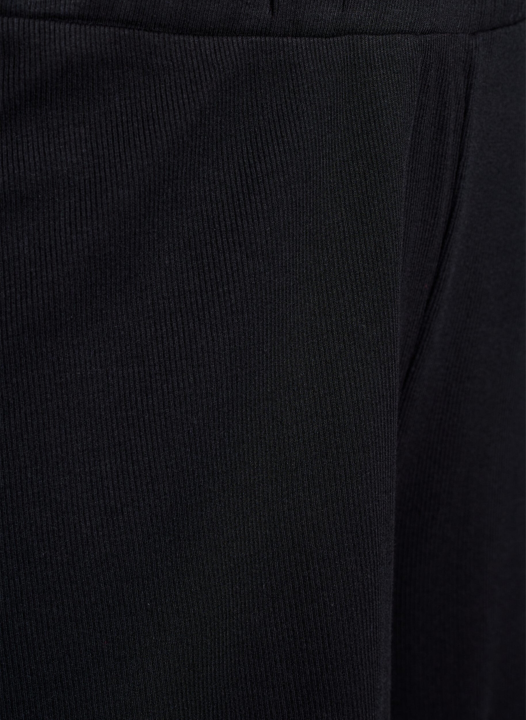 Zizzi L&ouml;sa nattshorts med ribbstickad textur och spetskant, Svart, Packshot image number 2