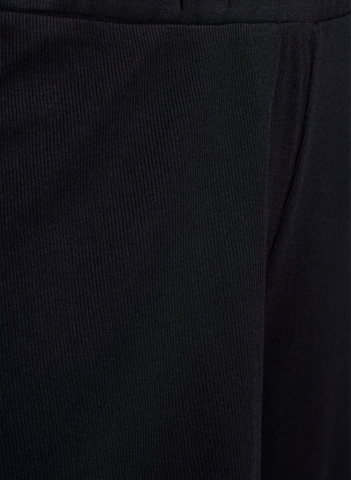 L&ouml;sa nattshorts med ribbstickad textur och spetskant, Svart, Packshot image number 2