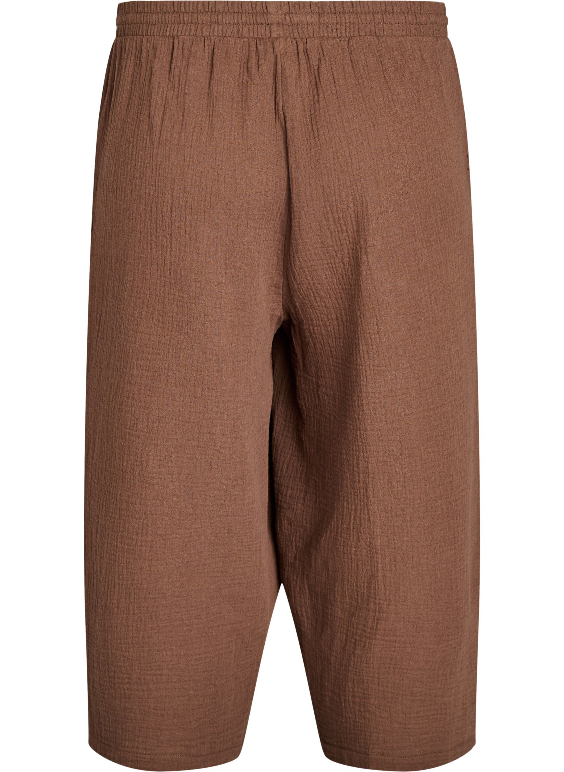 ZizziCulotte-byxor i bomullsmuslin med h&ouml;g midja, Brun, Packshot image number 1