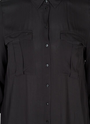 Viskosskjorta med bröstfickor, Black, Packshot image number 2