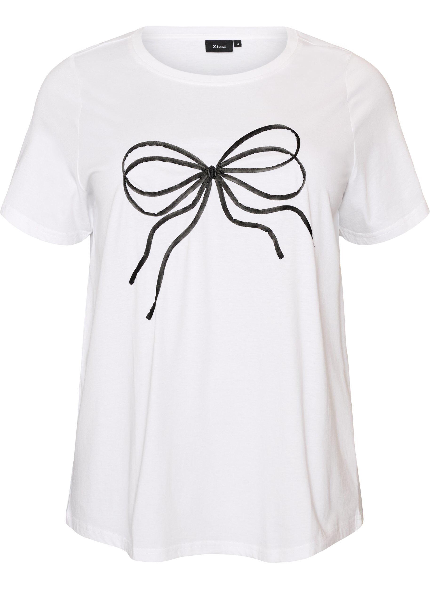 ZizziT-shirt i ekologisk bomull med dekorativt motiv, Vit, Packshot image number 0