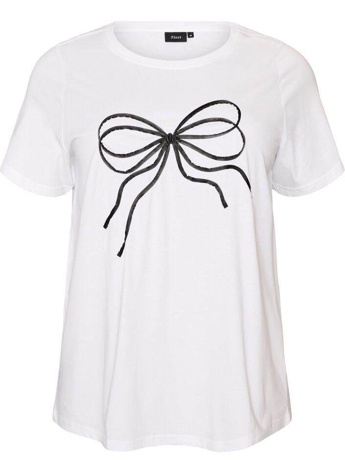 T-shirt i ekologisk bomull med dekorativt motiv, Vit, Packshot image number 0