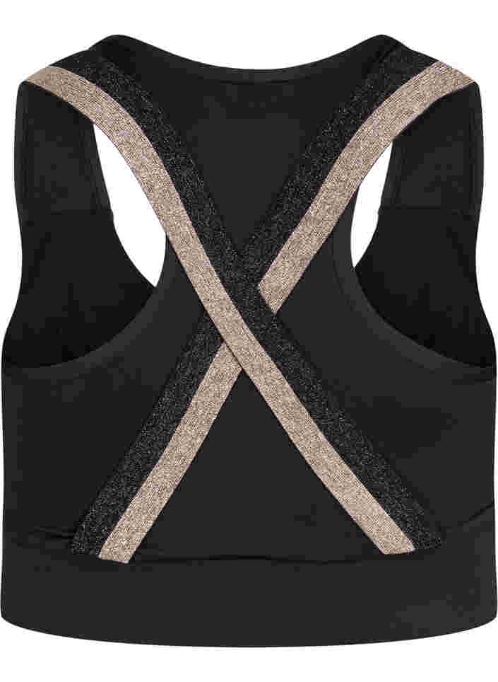 Sport-bh med glitter och korsad rygg, Black, Packshot image number 1