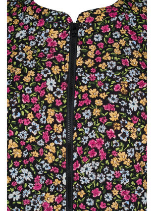 Kort jacka med fickor och blommigt mönster, Black Ditzy Flower, Packshot image number 2