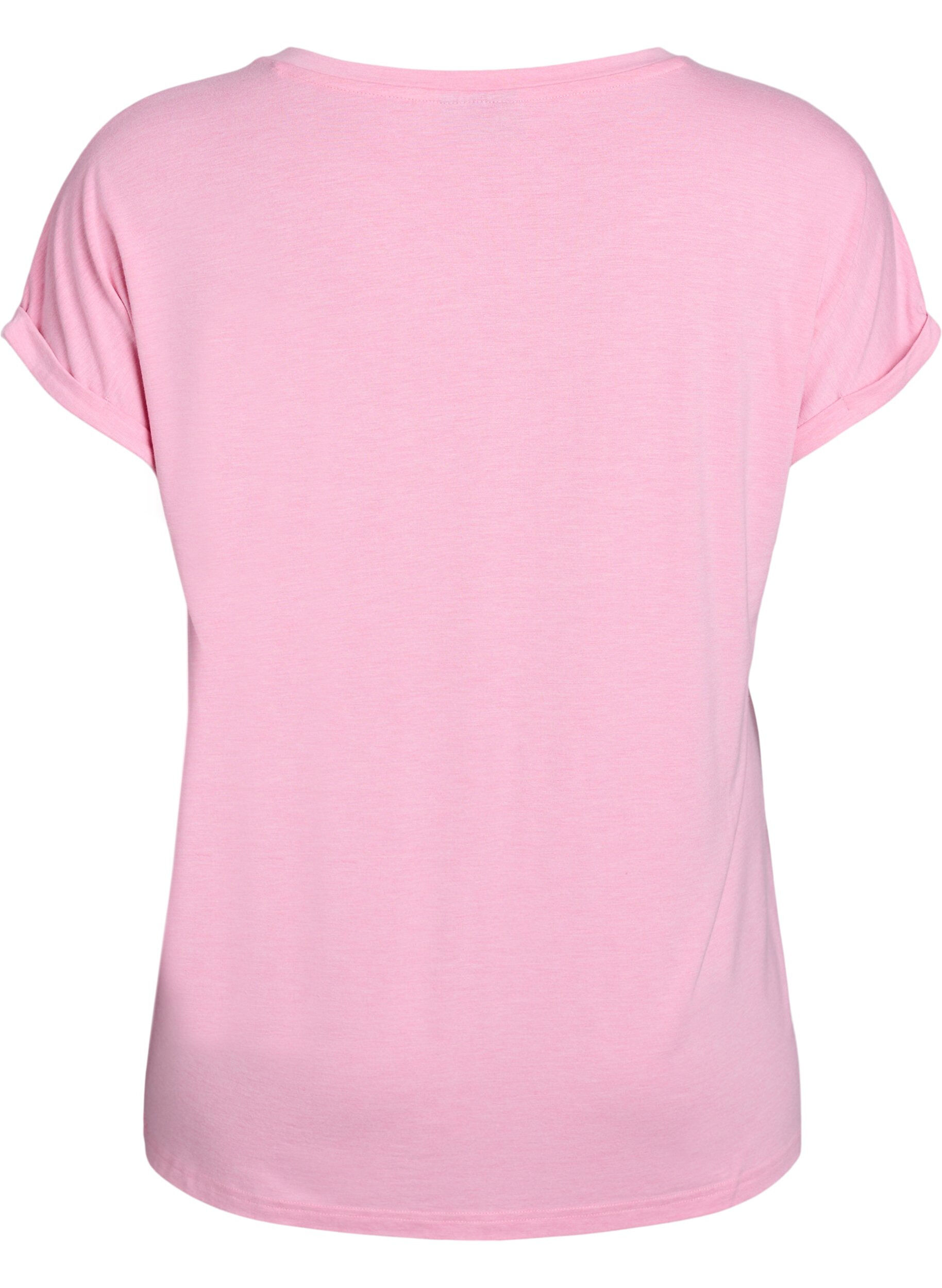 Zizzi L&ouml;s t-shirt med rund halsringning, Rosa, Packshot image number 1