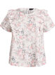 Blus i bomull med broderie anglaise och volanger, Rosa, Packshot image number 0