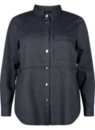 Kritstrecksrandig bomullsskjorta, Dark Blue Stripe