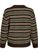 Stickad blus med r&auml;nder och polokrage, Brun, Packshot image number 1