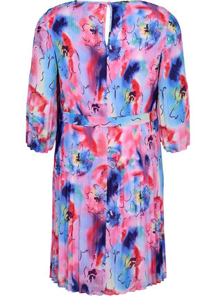 Mönstrad plisserad klänning med knytband, Lavender Space AOP, Packshot image number 1