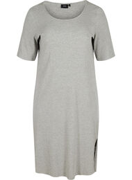 Ribbad klänning med korta ärmar, Light Grey Melange