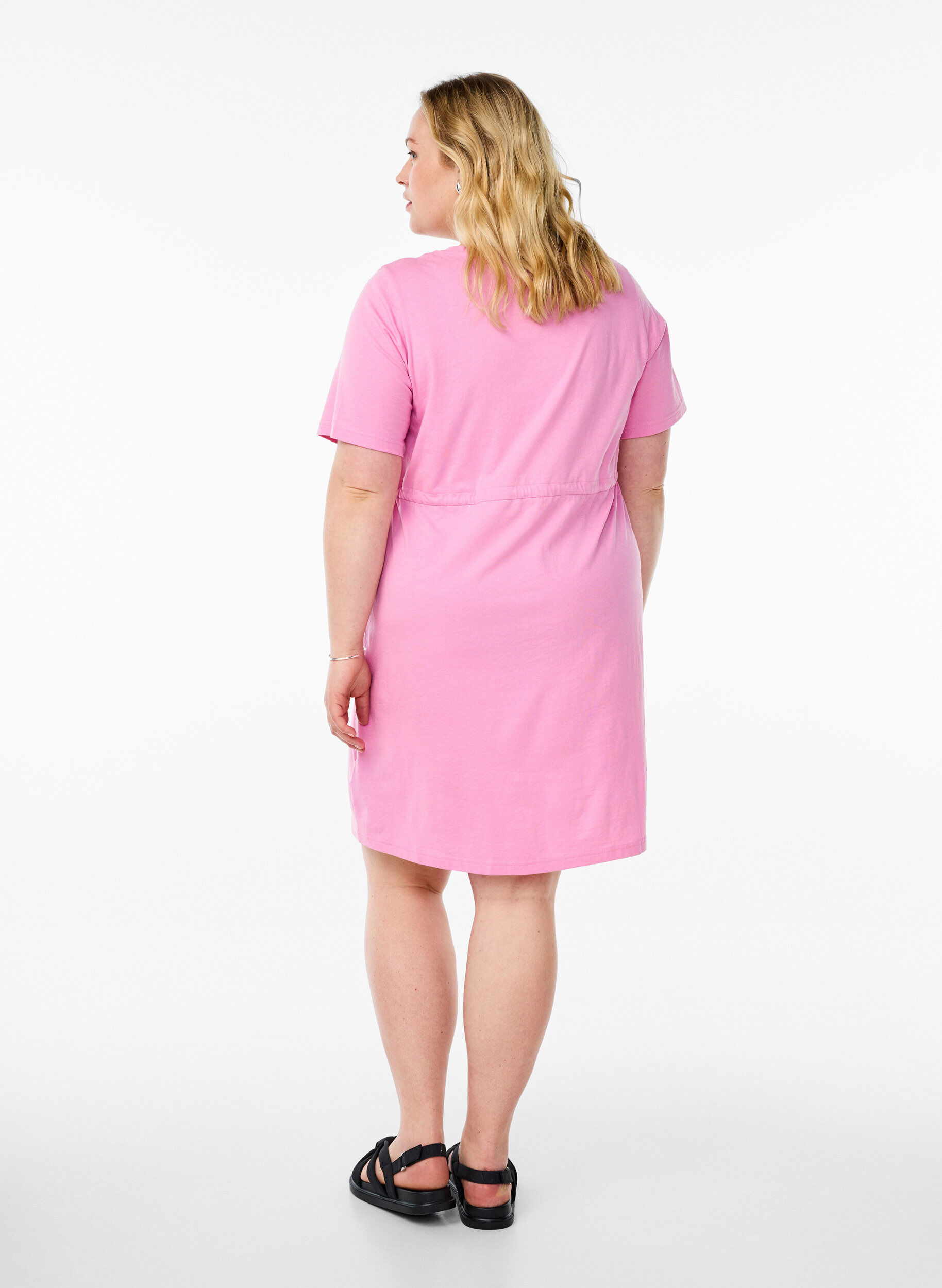 Zizzi FLASH - Kort T-shirtkl&auml;nning med knytsk&auml;rp, Rosa, Model image number 2