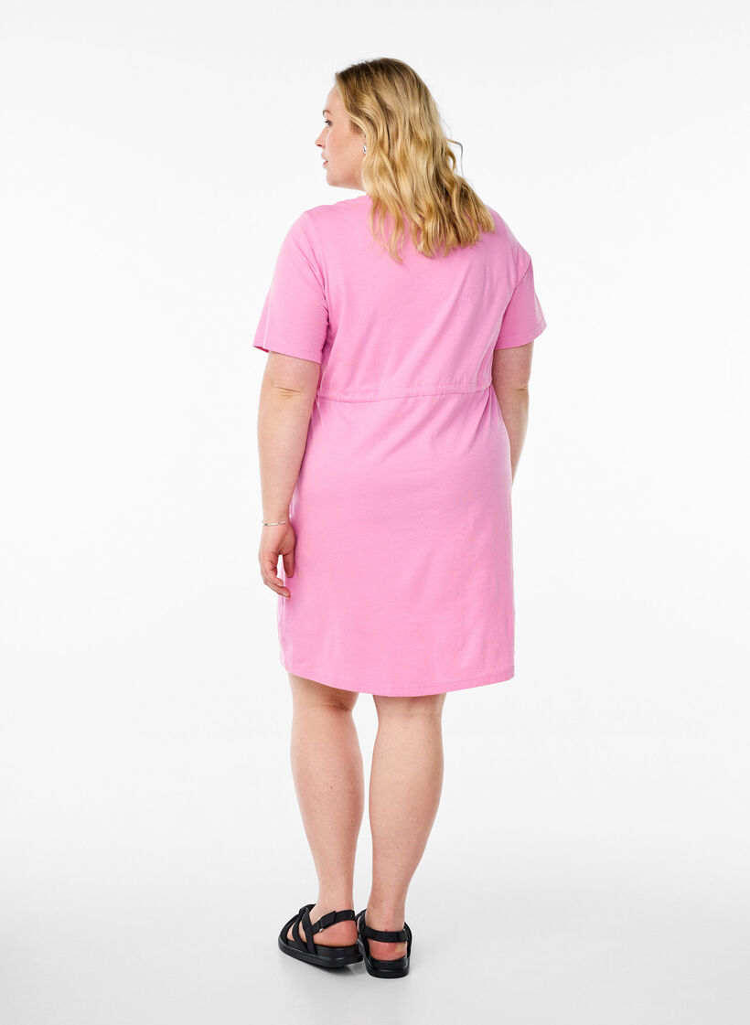 FLASH - Kort T-shirtklänning med knytskärp, Rosa, Model image number 2