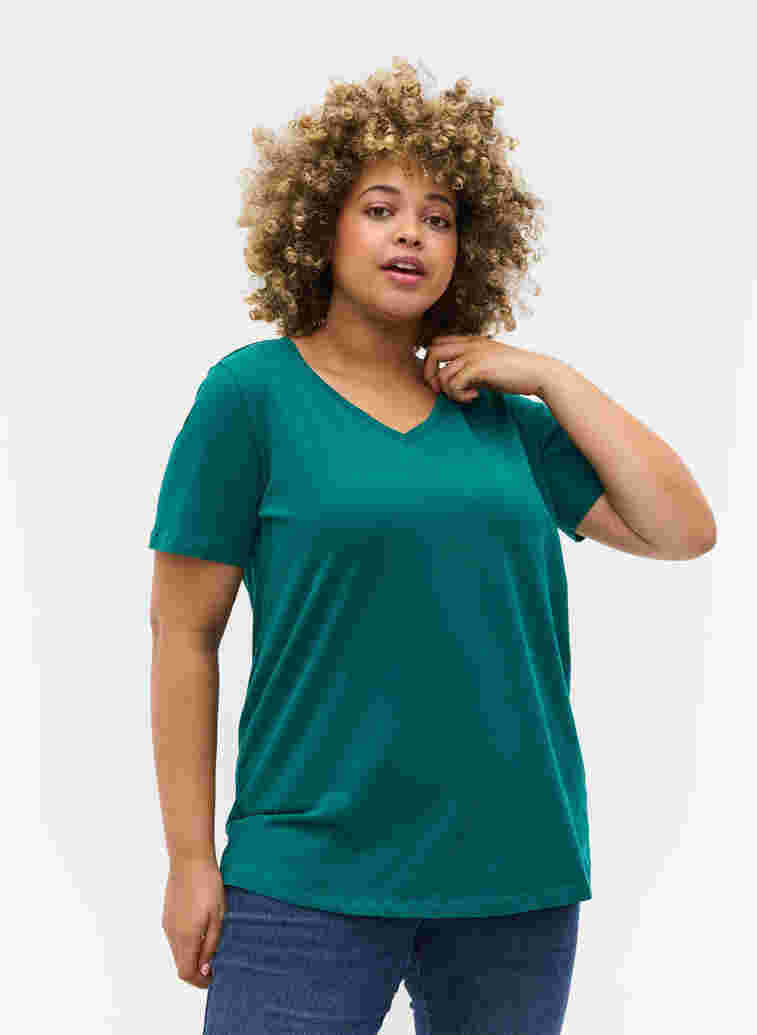 Basis t-shirt, Teal Green, Model