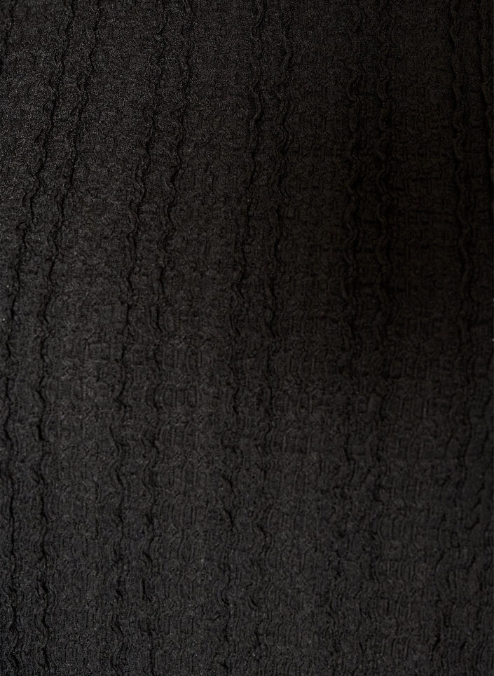 Jerseyblus med struktur och ballongsilhuett, Svart, Packshot image number 2