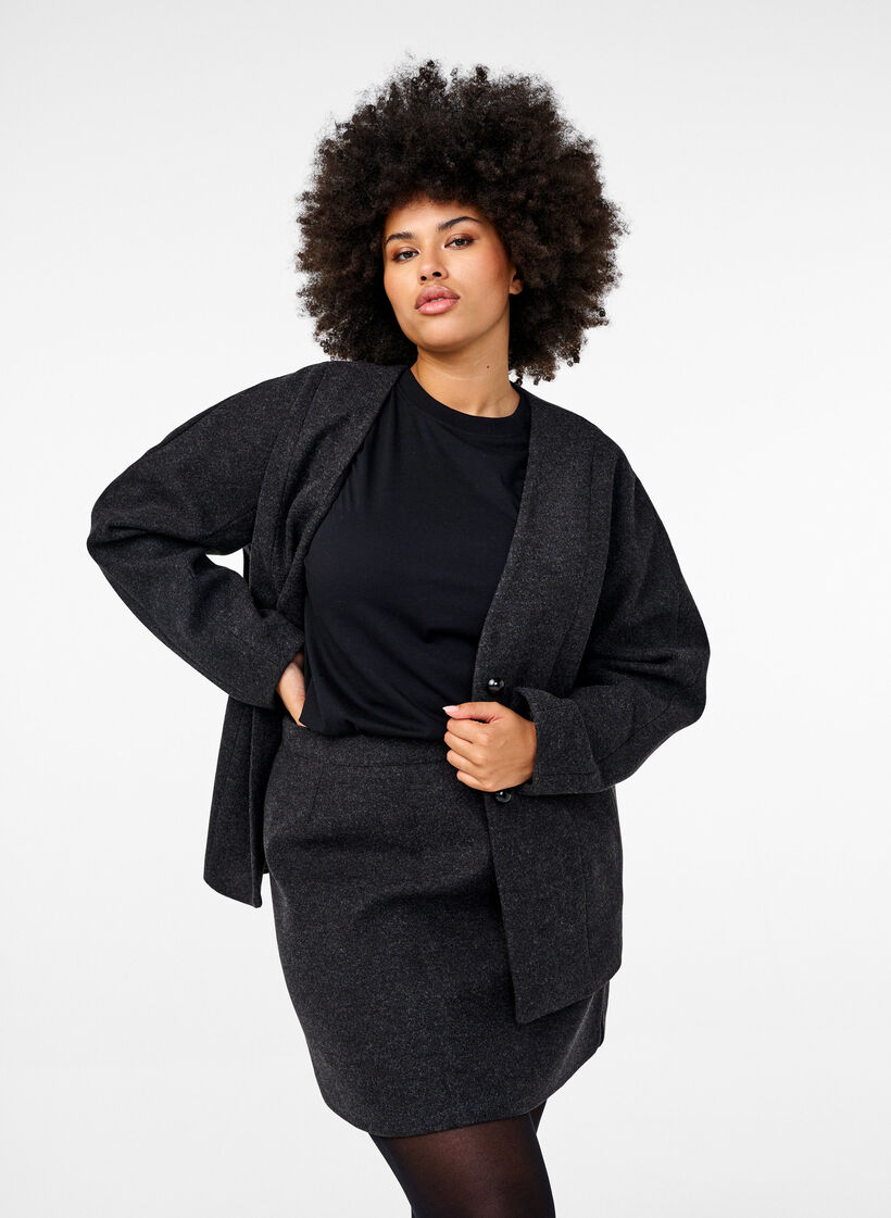 Kort kjol med A-linjeskärning, Dark Grey Melange, Model image number 0