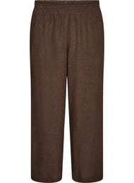 Byxor med vida ben i linne och viskos, Brun