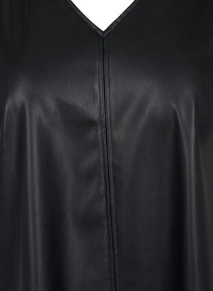 Spencerklänning i läderimitation, Black, Packshot image number 2