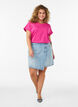 Kort&auml;rmad t-shirt i bomullsmix, Rosa, Model image number 1