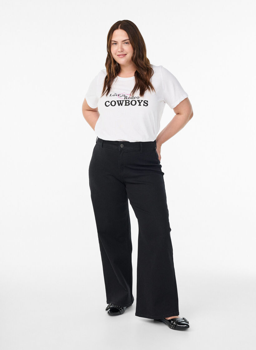 T-shirt med tryck, Vit, Model