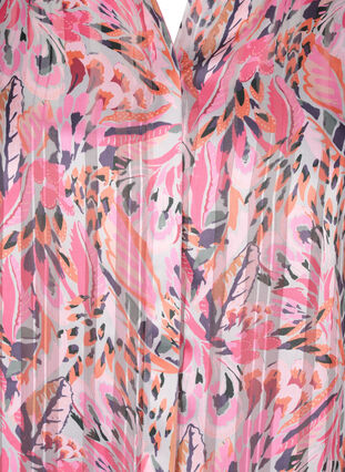 Mönstrad tunika med v-ringning och långa ärmar, Pink Feather, Packshot image number 2